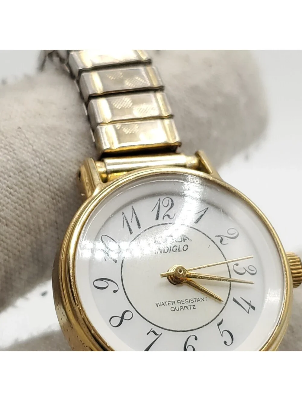 Timex Acqua Indiglo Womens Watch Stretch BandTwo-Tone 23mm New Battery